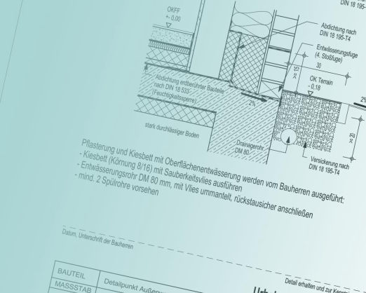 Sockeldetail für Bauherren - Pflasterung und Kiesbett