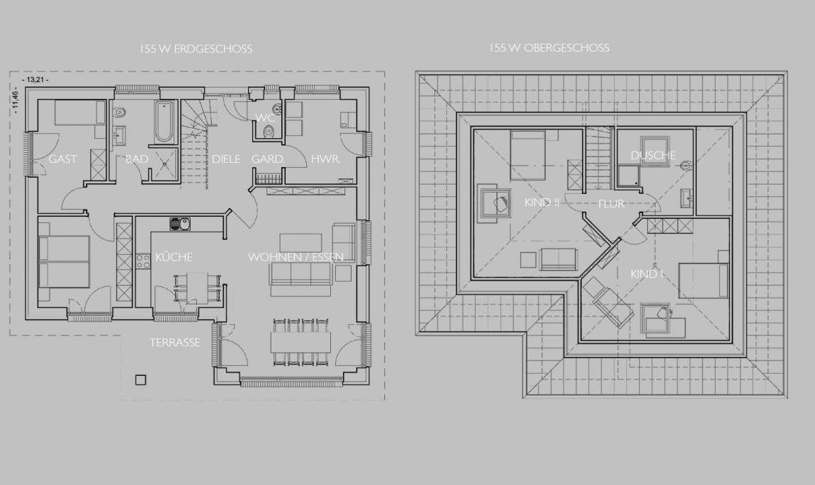 Grundriss Winkelbungalow 155W